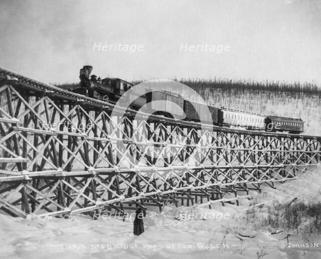 T.V.R.R. Bridge, head of Fox Gulch, 1916. Creator: Frank G. Carpenter.