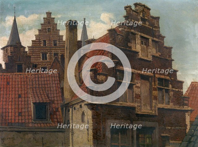 The Vleeshuis and Old Houses, c1870s. Creator: Hendrik Frans Schaefels.