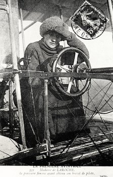 Baroness Raymonde Delaroche, French aviator, 1909. Artist: Unknown
