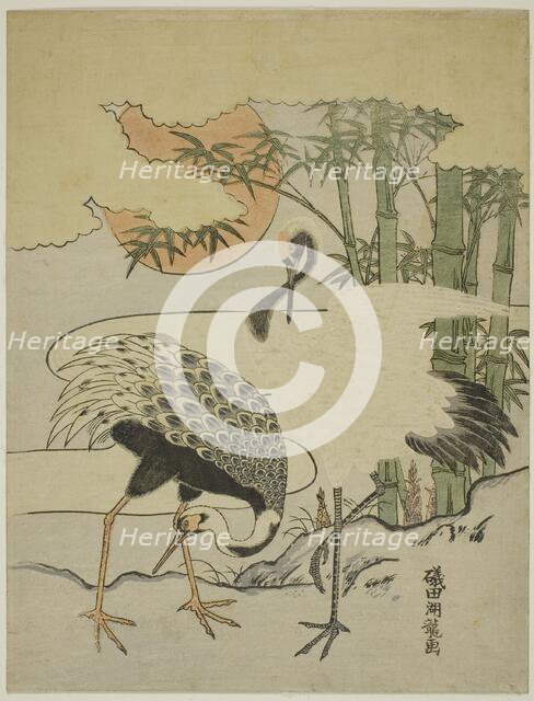 Cranes and Bamboo, c. 1774. Creator: Isoda Koryusai.