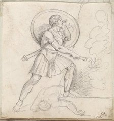 Warrior with a Shield and Torch, 1775/80. Creator: Jacques-Louis David.