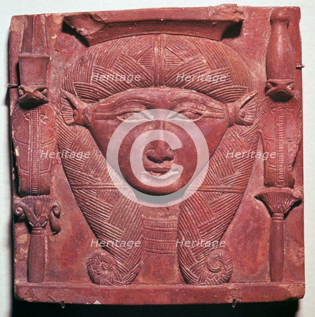 Faience head of the Egyptian goddess Hathor. Artist: Unknown