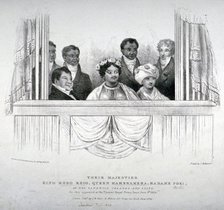 Members of the Hawaiian royal family at the Theatre Royal, Drury Lane, London, 1824. Artist: Anon