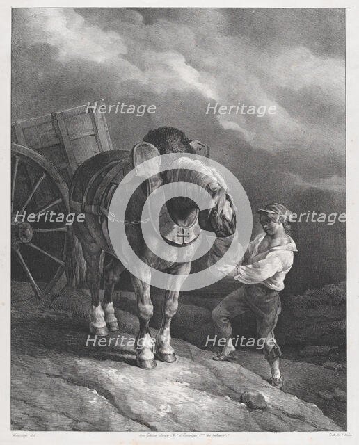 Boy Feeding a Cart Horse from a Nose Bag, 1822. Creator: Theodore Gericault.