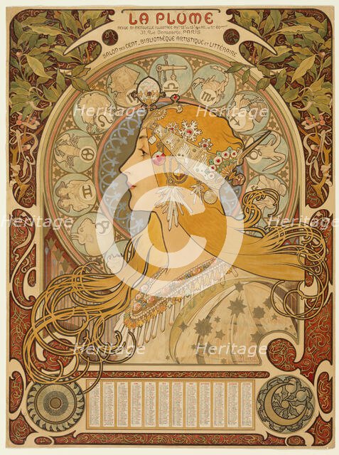 Zodiaque ("La Plume"), 1896-97. Creator: Alphonse Mucha.