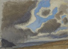 Landscape with expansive cloudy sky, early 20th century. Creator: George Clausen.