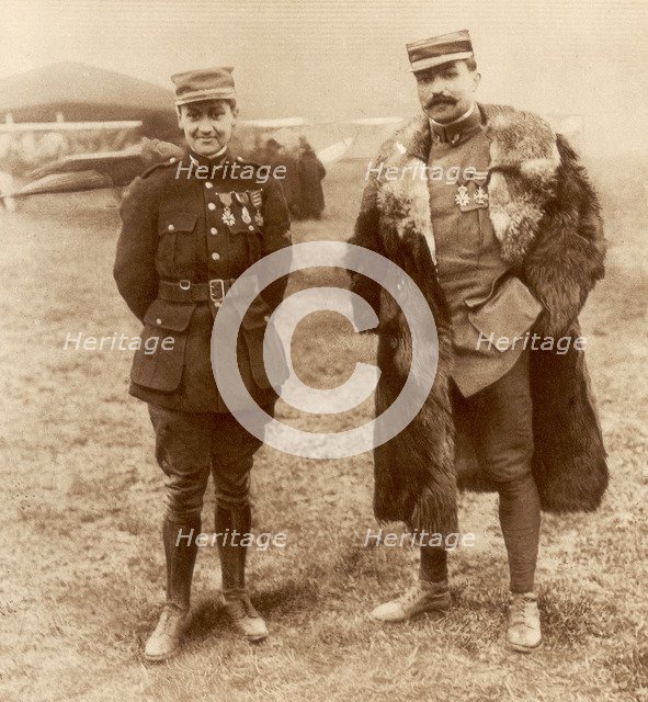 Lieutenant Georges Guynemer and Captain Felix Brocard, French fighter pilots, 5 February 1916. Artist: Unknown