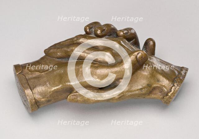 Clasped Hands of Robert Browning and Elizabeth Barrett Browning, model 1853. Creator: Harriet Goodhue Hosmer.