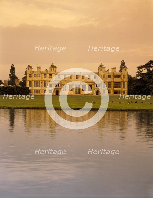 View of the house from the lake, Audley End House, Essex, 1996. Artist: Unknown