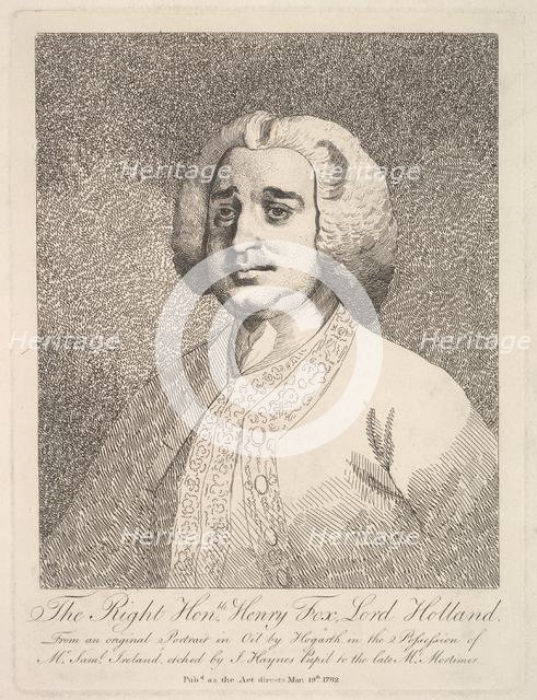The Right Honorable Henry Fox, Lord Holland, May 19, 1782. Creator: Joseph Haynes.