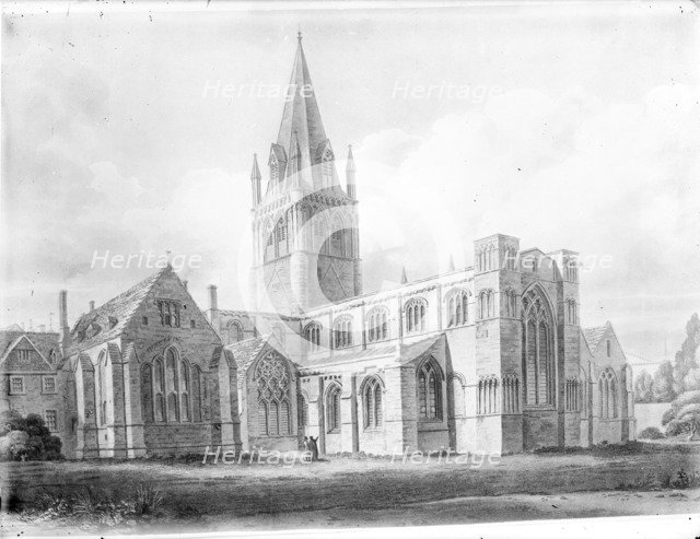 Chapter House and south east corner of Christ Church Cathedral, Oxford, Oxfordshire, c1800-c1850. Artist: John Buckler