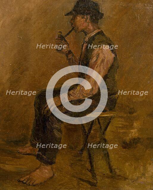 Study of a Seated Man with a Pipe, 1908-1910. Creator: Ladislav Mednyanszky.