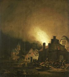 Fire by night in a Village, 1650-1685. Creator: Adam Colonia.
