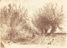 Banks of a River (Bords de Riviere), c. 1866. Creator: Paul Huet.