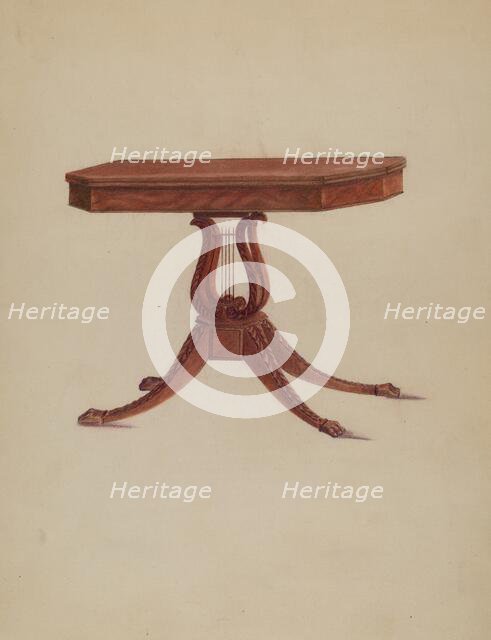 Table (Lyre Pedestal), c. 1939. Creator: Unknown.