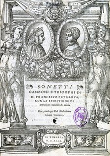 Cover of 'Sonetti. Canzoni e triomphi' by Petrarch. Venice edition, 1540.