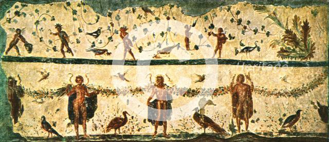Frieze in the dining-hall (Triclinium) of the house of Pammachius, Rome, Italy, (1928). Creator: Unknown.