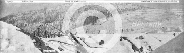 ''La Neige sur les sommets disputes de la Haute-Alsace; Le Linge et le Schratzmaennele.', 1916. Creator: Unknown.