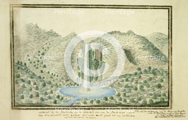 Waterfall at Drakenstein at the source of the Great Berg River, 1777-1786. Creator: Robert Jacob Gordon.