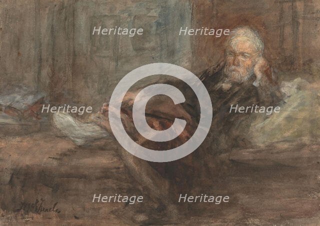 Self -portrait with damaged foot, c. 1898. Creator: Jozef Israels.