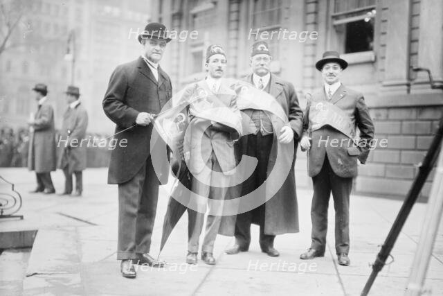 Col. A.S. Bacon -- Theo. Mackey -- Geo. A. Dyack -- Alex. M. Cohn of Cal. in N.Y., 1914. Creator: Bain News Service.