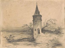Landscape with a tower near Antwerp, 1845. Creator: Johannes Tavenraat.