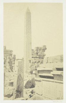 Obelisk and Granite Lotus Column, Karnac, 1857. Creator: Francis Frith.