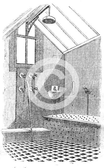 The Metropolitian Baths - the Douche and Shower Bath Room, 1858. Creator: Unknown.