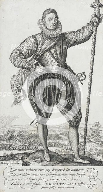 Pike Bearer, Facing Right, 1583. Creator: Hendrik Goltzius.