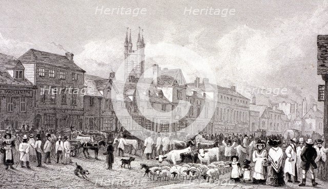 Smithfield Market, London, c1830. Artist: George Cooke