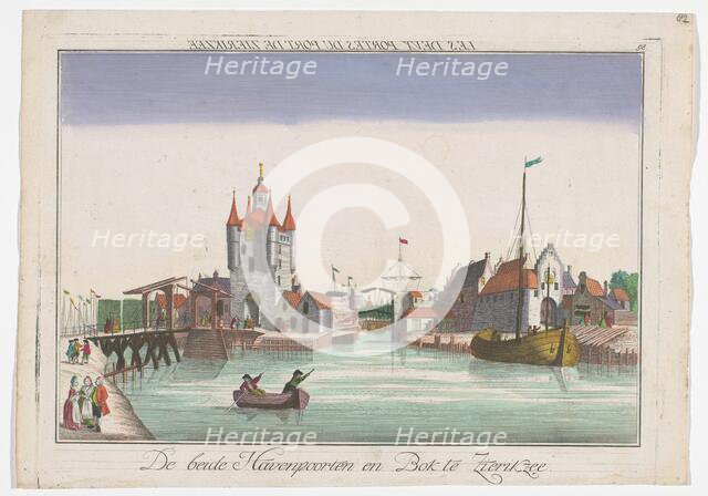 View of Zuidhavenpoort and Noordhavenpoort in Zierikzee, 1742-1801. Creator: Johann Balthasar Probst.
