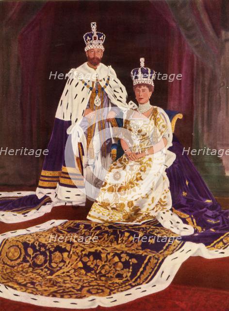 'Their Majesties King George V and Queen Mary in their coronation robes', 1911, (1951). Creator: W&D Downey.
