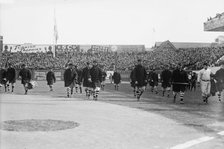 New York Giants walk onto the field at the Polo Grounds New York prior to Game One of the 1912.... Creator: Bain News Service.