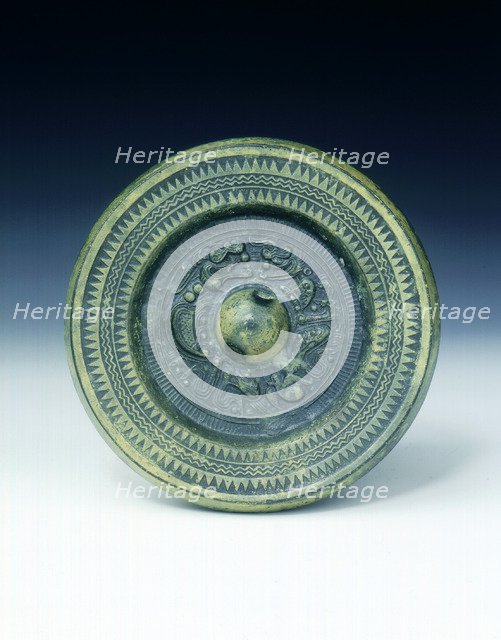 Bronze mirror with two dragons, Han dynasty, China, 206 BC-220 AD. Artist: Unknown