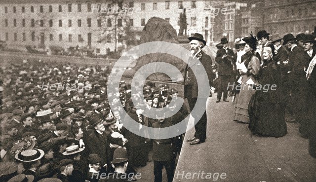 Keir Hardie addressing the first women's suffrage demonstration, London, 19 May 1906. Artist: Unknown