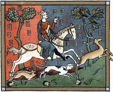 A Plantagenet king of England out hunting. Artist: Unknown
