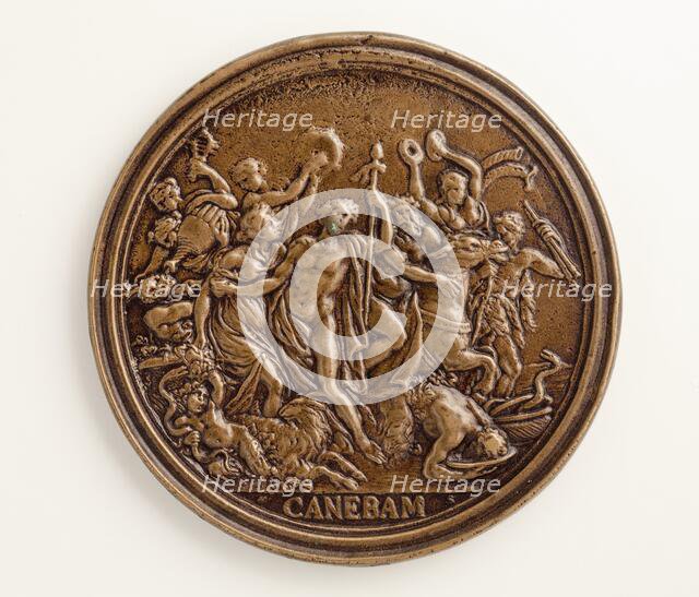 Medal of Francesco Redi: Bacchic Scene (image 2 of 2), 1684. Creator: Massimiliano Soldani.