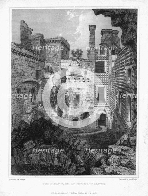 'The Courtyard of Crichton Castle', c1847. Creator: George Winter.