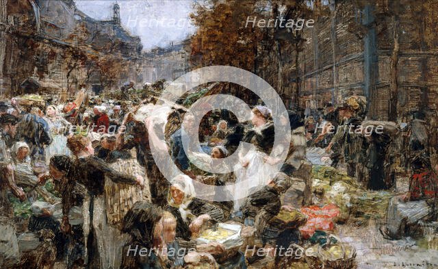 L'approvisionnement des Halles, esquisse pour l'Hôtel de Ville de Paris, c.1888 — 1889. Creator: Leon-Augustin Lhermitte.