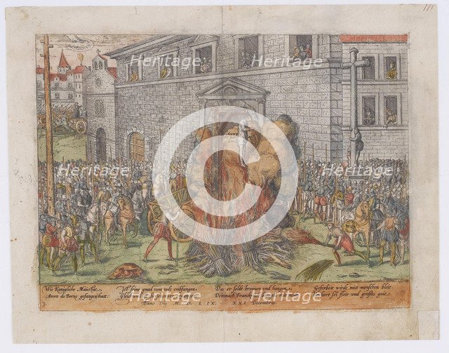 The Execution of Anne du Bourg on December 23, 1559, 1568. Artist: Perrissin, Jean Jacques (1536/1538-after 1611)