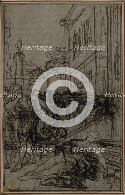 Study for the Vignette of Lucretius's "De la Nature des Choses", Vol. II, Book VI, c. 1768. Creator: Hubert Francois Gravelot.