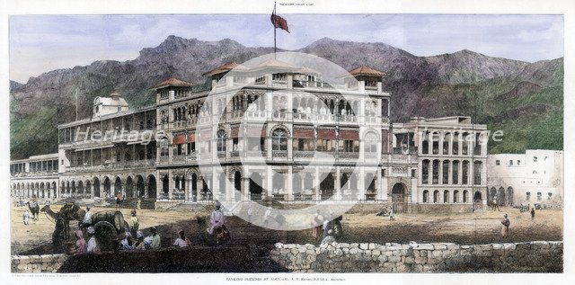 'Banking Premises at Aden', 8 January 1887. Artist: C Kell