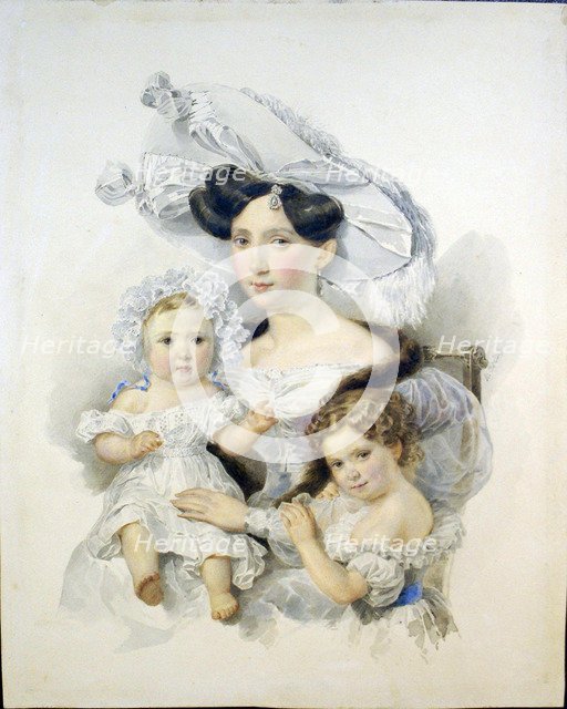 Portrait of Countess Elizaveta Nikolaevna Chernyshova (1808-1872), née Zotova, with daughters, c. 18