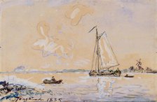 Boats on a River, 1885. Creator: Johan Barthold Jongkind.