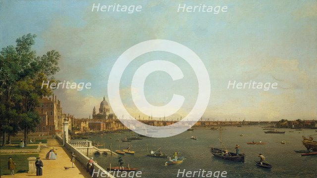 London. The Thames from Somerset House Terrace towards the City, ca 1751. Artist: Canaletto (1697-1768)