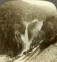 'Imposing beauty of spray-enshrouded Rjukanfos, the "foaming fall", Norway', c1905. Creator: Unknown.