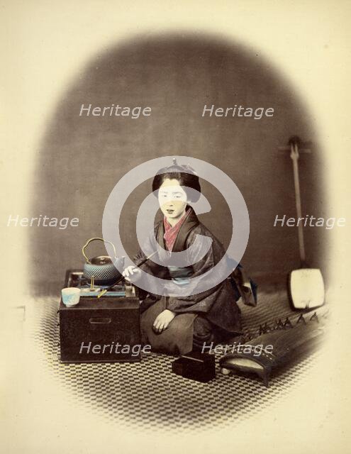 Young Lady, with Pipe, 1866-1867. Creator: Felice Beato.