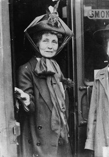 Mrs. Pankhurst in doorway, 1913. Creator: Bain News Service.