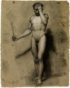 Standing Male Nude (recto); Classical Head (verso), n.d. Creator: Paul Émile Detouche.