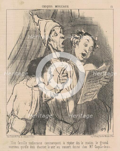 Une famille mélomane ..., 19th century. Creator: Honore Daumier.